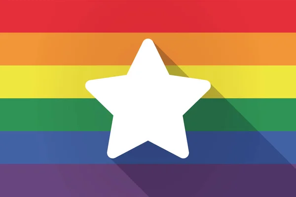 Longa sombra lgbt bandeira com uma estrela — Vetor de Stock