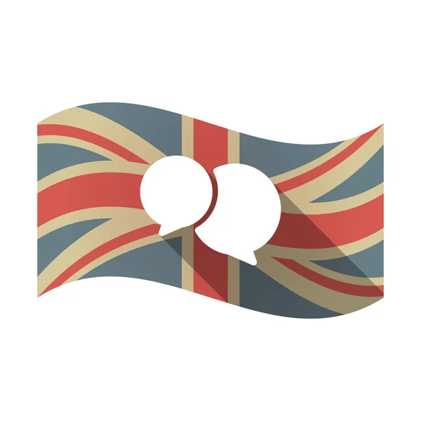 Bandiera britannica isolata con palloncini a fumetti — Vettoriale Stock