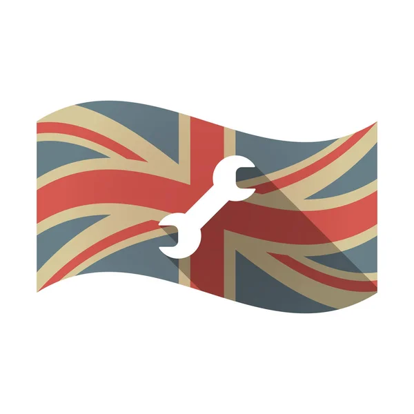 Bandeira isolada do Reino Unido com chave inglesa —  Vetores de Stock