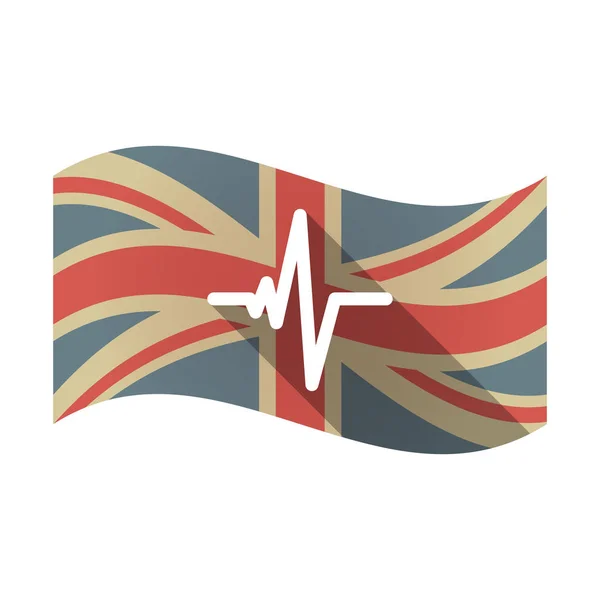 Isolated UK flag with a heart beat sign — Stock Vector