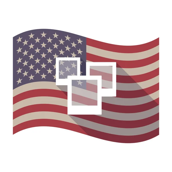 Long shadow USA flag with a few photos — Stock Vector