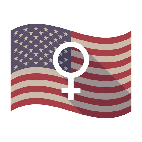 เงายาว ธงสหรัฐอเมริกาที่มีเครื่องหมายผู้หญิง — ภาพเวกเตอร์สต็อก