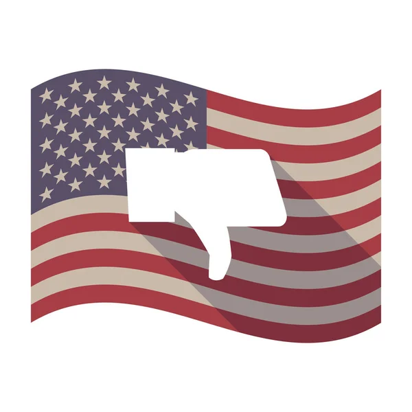 Långa skugga Usa flaggan med en tumme ner hand — Stock vektor