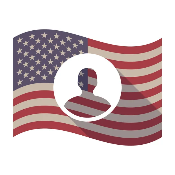 Long shadow USA flag with a male avatar — Stock Vector