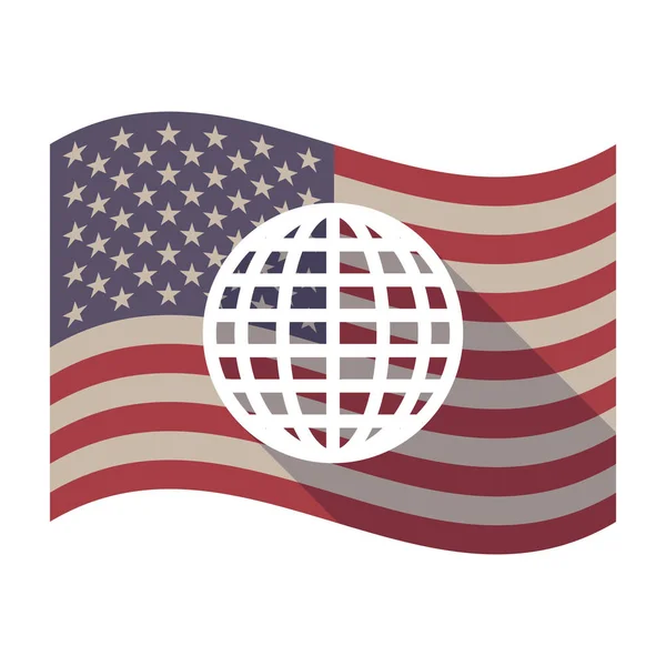 เงายาวธงสหรัฐอเมริกาที่มีโลก — ภาพเวกเตอร์สต็อก