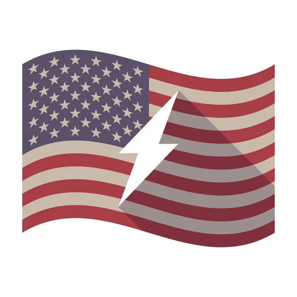 Long shadow USA flag with a lightning — Stock Vector