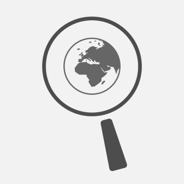 Asya, Afrika ve Avrupa bölgeleri wor ile izole Büyüteç