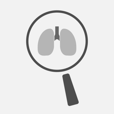 Sağlıklı insan akciğer simgesi ile izole Büyüteç
