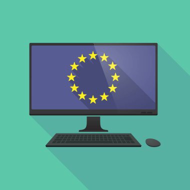 Uzun gölge pc AB bayrağı yıldız ile