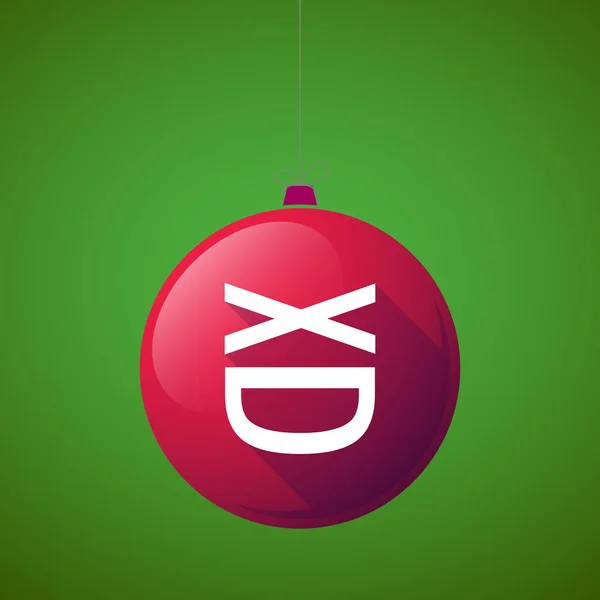 Bola de Navidad de sombra larga con una cara de texto risueño — Vector de stock