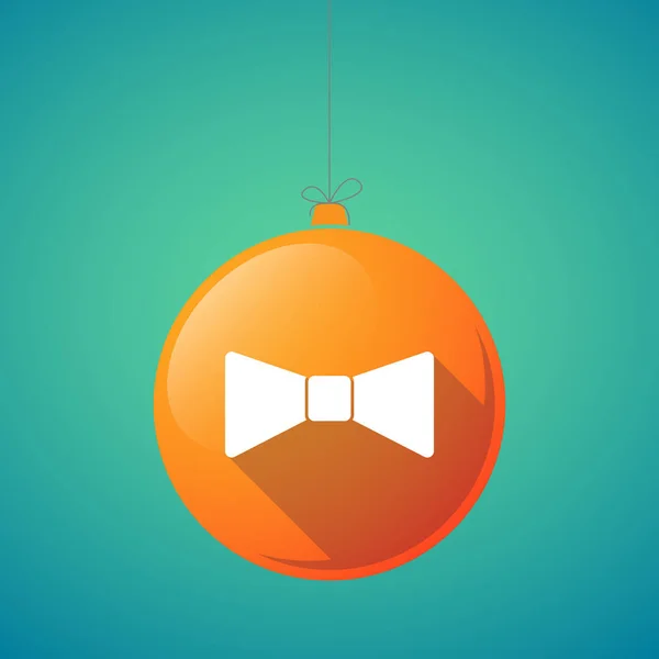 Bola de Natal de sombra longa com um ícone de gravata no pescoço — Vetor de Stock