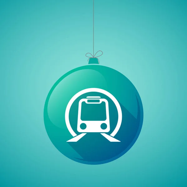 Długi cień Boże Narodzenie ball z metra pociągu ikona — Wektor stockowy