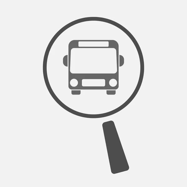 Απομονωμένη Μεγεθυντικός φακός με ένα εικονίδιο λεωφορείο — Διανυσματικό Αρχείο