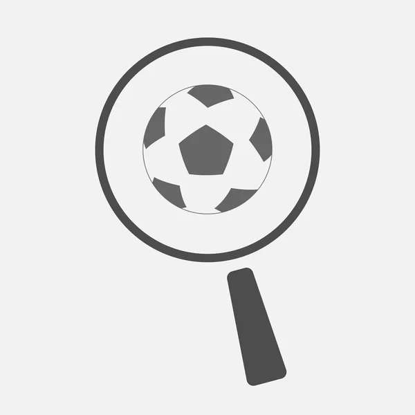 Loupe isolée avec un ballon de football — Image vectorielle