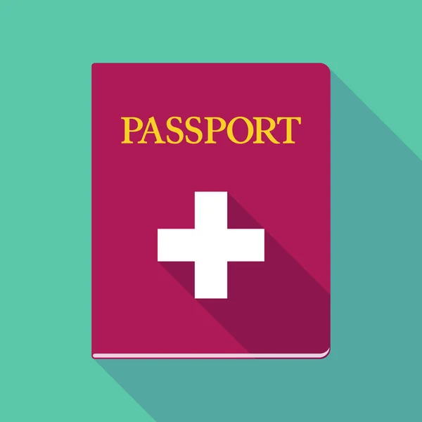 Pasaporte de sombra larga con la bandera suiza — Vector de stock