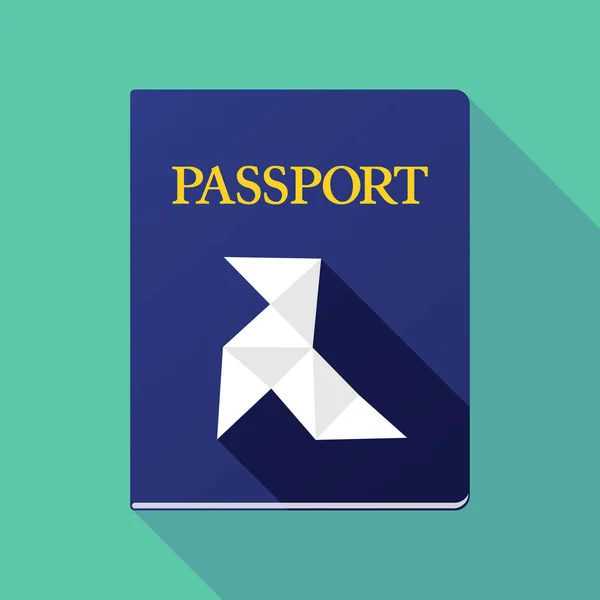 Długi cień paszport z ptakiem papieru — Wektor stockowy