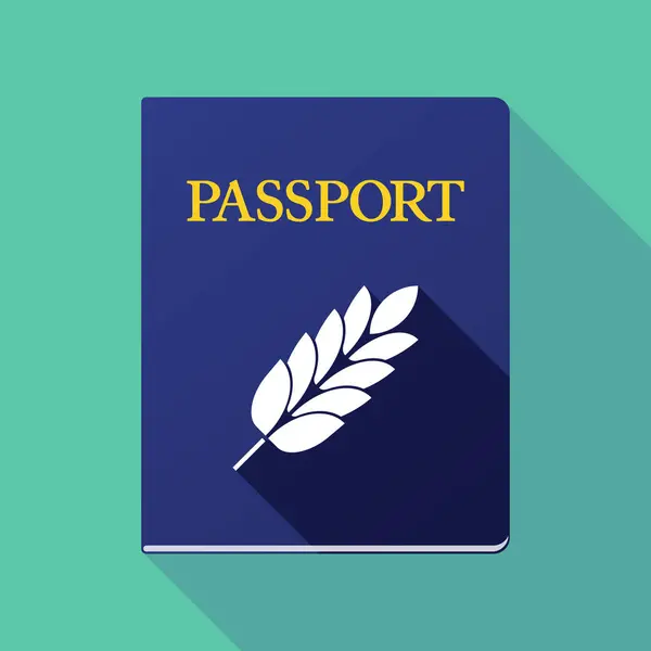 Μεγάλη σκιά διαβατήριο με ένα εικονίδιο φυτό σιτάρι — Διανυσματικό Αρχείο