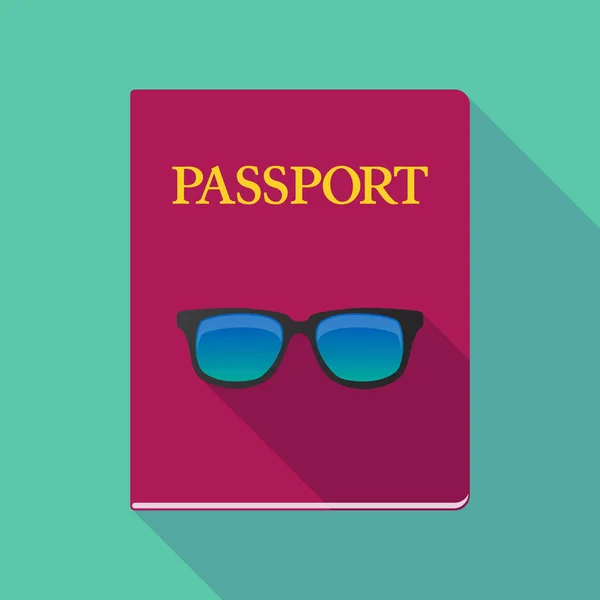 Long shadow passport with  a sunglasses icon — Stock Vector
