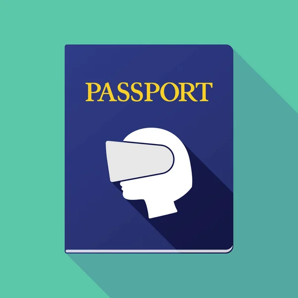 Long shadow passport with  a female head wearing a virtual reali — Stock Vector