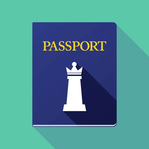 Długi cień paszport z królową w szachach — Wektor stockowy