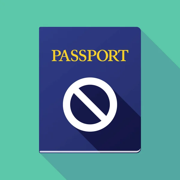 Long shadow passport with  a forbidden sign — Stock Vector