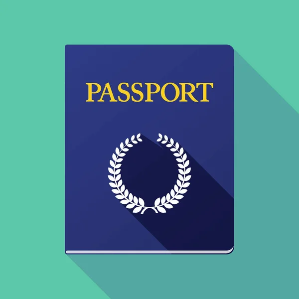 Długi cień paszport ze znakiem korony laurel — Wektor stockowy