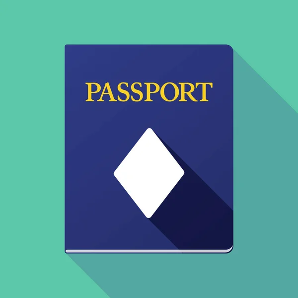 Długi cień paszport ze znakiem kart do gry poker diamond — Wektor stockowy