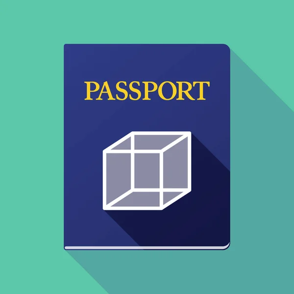 Long shadow passport with  a cube sign — Stock Vector