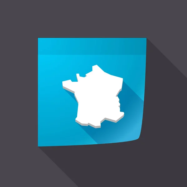 フランスの地図と長い影メモ — ストックベクタ