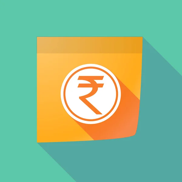 Nota de sombra longa com um ícone de moeda de rupia — Vetor de Stock