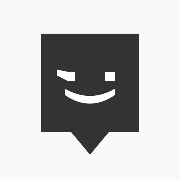 Punta de herramienta aislada con un emoticono de cara de texto guiño — Vector de stock