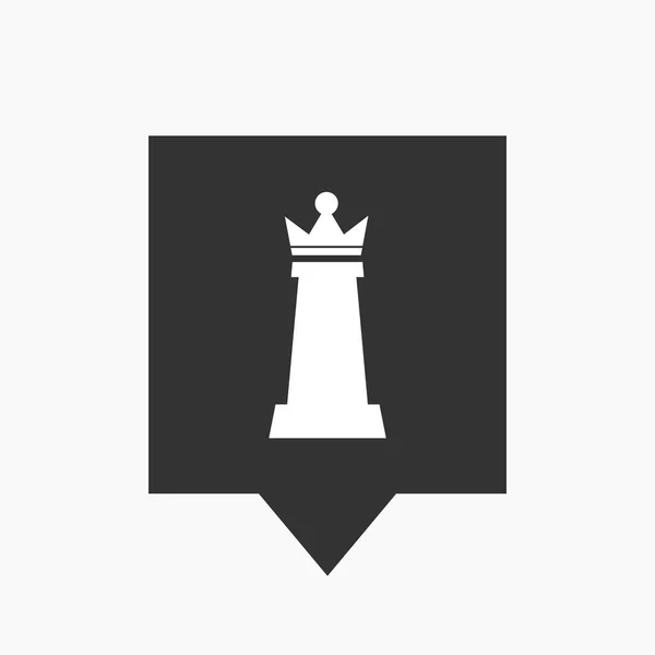 Tooltip isolato con una figura a scacchi regina — Vettoriale Stock