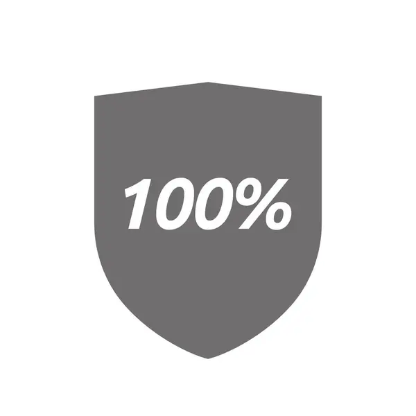 Escudo aislado con el texto 100% — Vector de stock