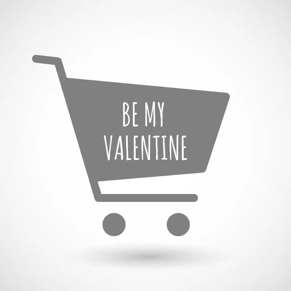 Carrinho isolado com o texto BE MY VALENTINE —  Vetores de Stock