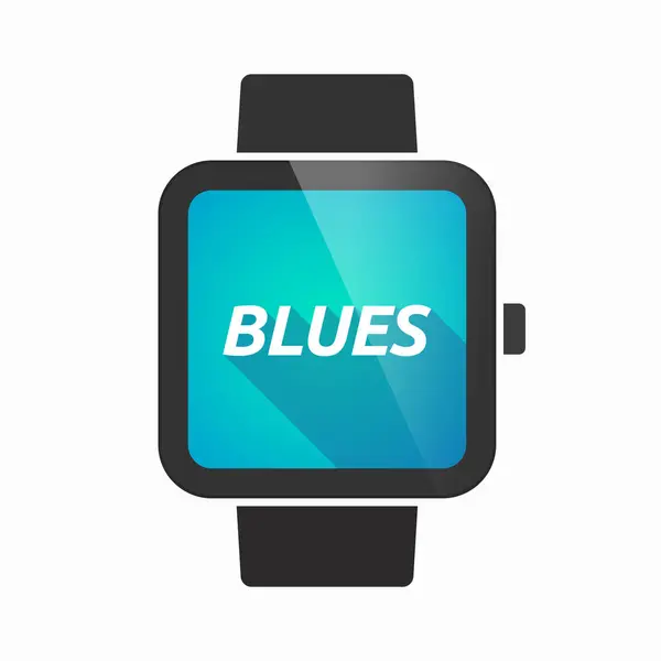 Slimme horloge met de tekst geïsoleerd Blues — Stockvector