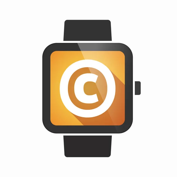 Geïsoleerde slimme horloge met het copyright-symbool — Stockvector