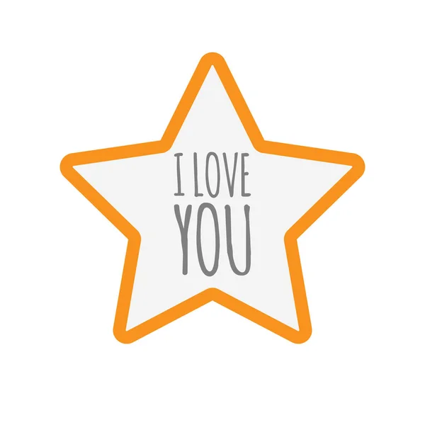 Yalıtılmış yıldız simgesi metni ile seni seviyorum — Stok Vektör