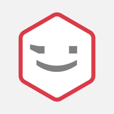 Wink metin yüz ifade ile izole altıgen