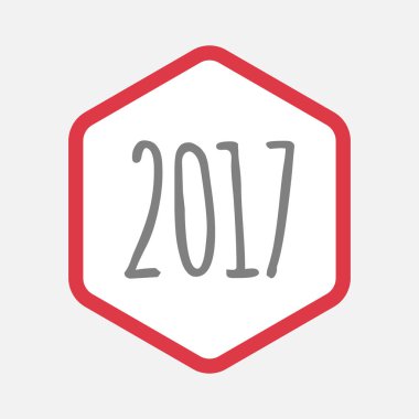2017 yıl sayı simgesi ile izole altıgen