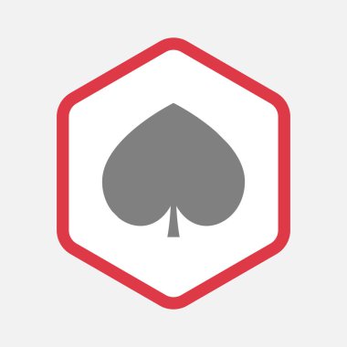 Maça poker oyun kağıdı işareti ile izole altıgen