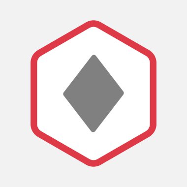 Elmas poker oyun kağıdı işareti ile izole altıgen