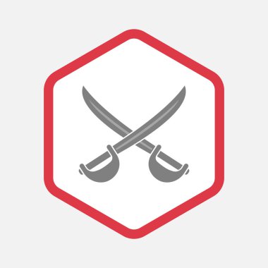 İki kılıç ile izole altıgen geçti