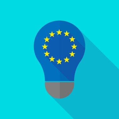 Uzun gölge ampul AB bayrağı yıldız ile