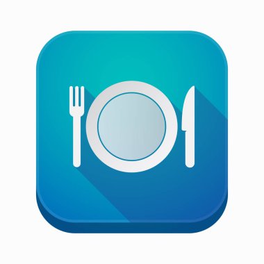 Bir tabak, bıçak ve çatal ile izole app simgesi