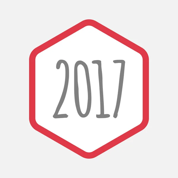 Sześciokąt na białym tle numer ikoną 2017 roku — Wektor stockowy