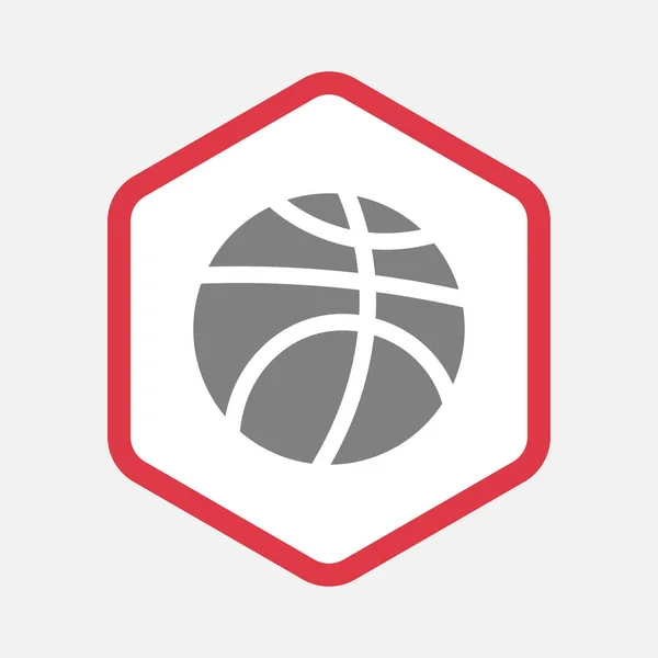 Ізольований шестикутник з баскетбольним м'ячем — стоковий вектор