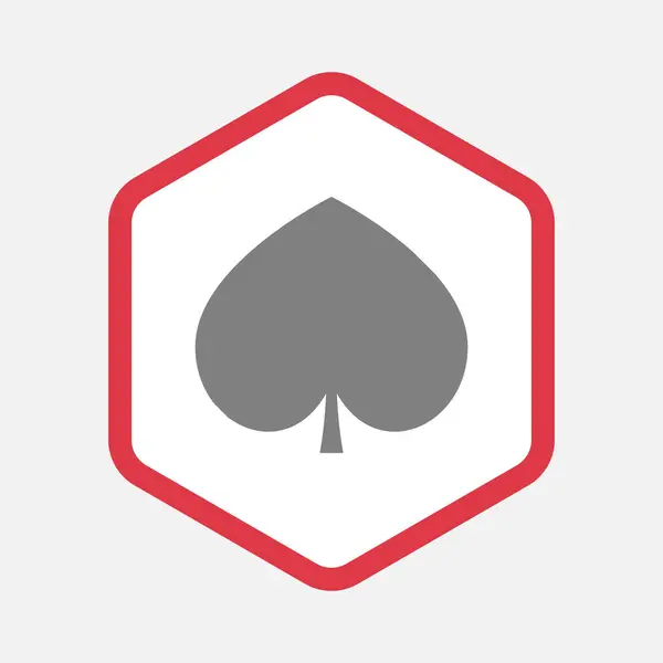 Hexagone isolé avec le signe de carte à jouer au poker pique — Image vectorielle