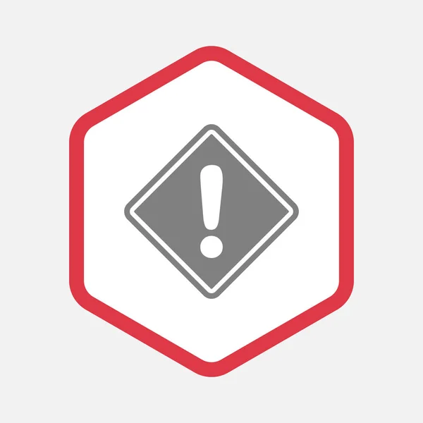 Hexagone isolé avec panneau d'avertissement — Image vectorielle
