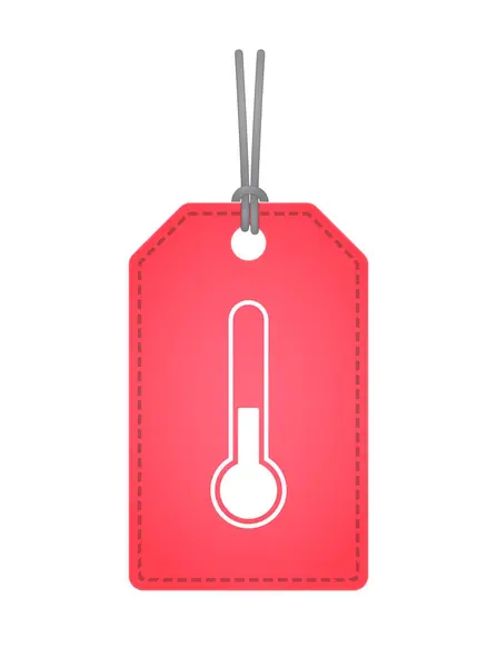 Απομονωμένη ετικέτα με ένα εικονίδιο θερμόμετρο — Διανυσματικό Αρχείο