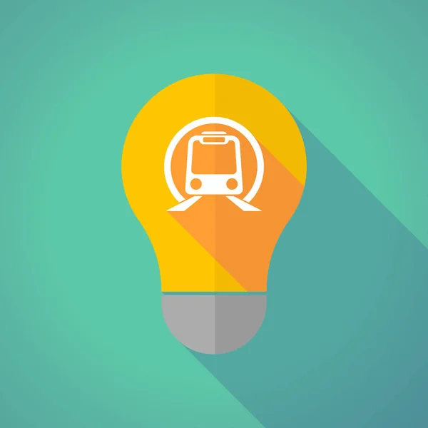 Long shadow bulb with  a subway train icon — Stock Vector